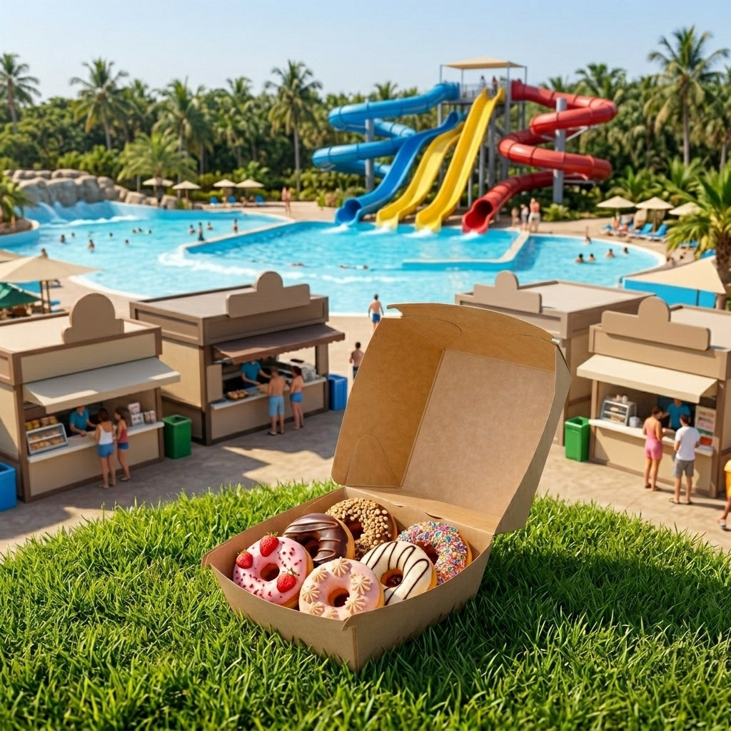 Box 376 is a spacious and sturdy paper container designed to hold burgers, sandwiches, and other fast food items securely.